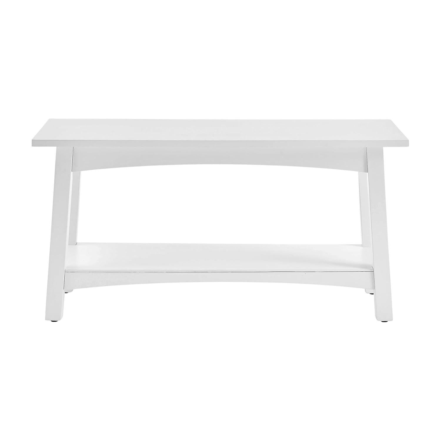 Alaterre Furniture Craftsbury 36 in. Sturdy Pine Wood Entryway Bench, 2-Person Bench Open Design Accent Furniture, White