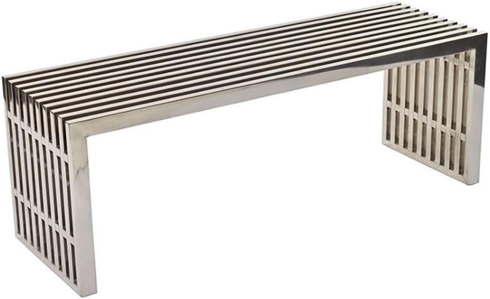 Gridiron Medium Stainless Steel Bench Silver - Modway: No Assembly, 495lb Capacity, 46.5" Width