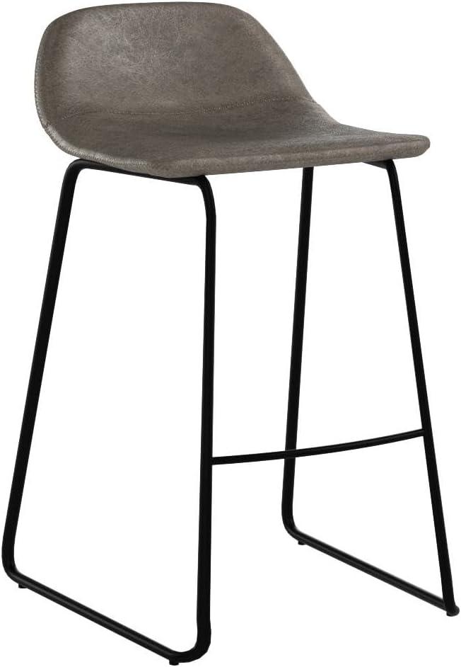 Ava Gray Faux Leather Counter Stools with Metal Legs, Set of 2