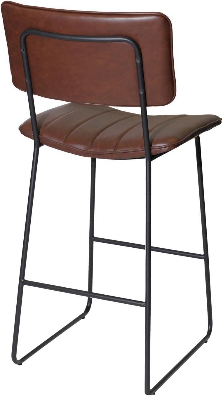 Tribeca Mid-Century Modern Brown Faux Leather 43" Bar Stool