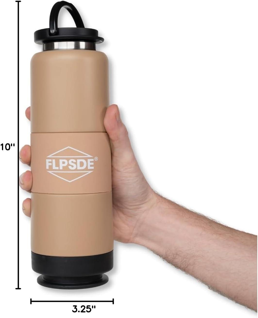 FLPSDE Water Bottle with Snack Compartment, Drink & Snack Cup Combo, 20oz Stainless Steel Water Bottle with 7oz Snack Container, Snack Storage, Dual Chamber Water Bottle