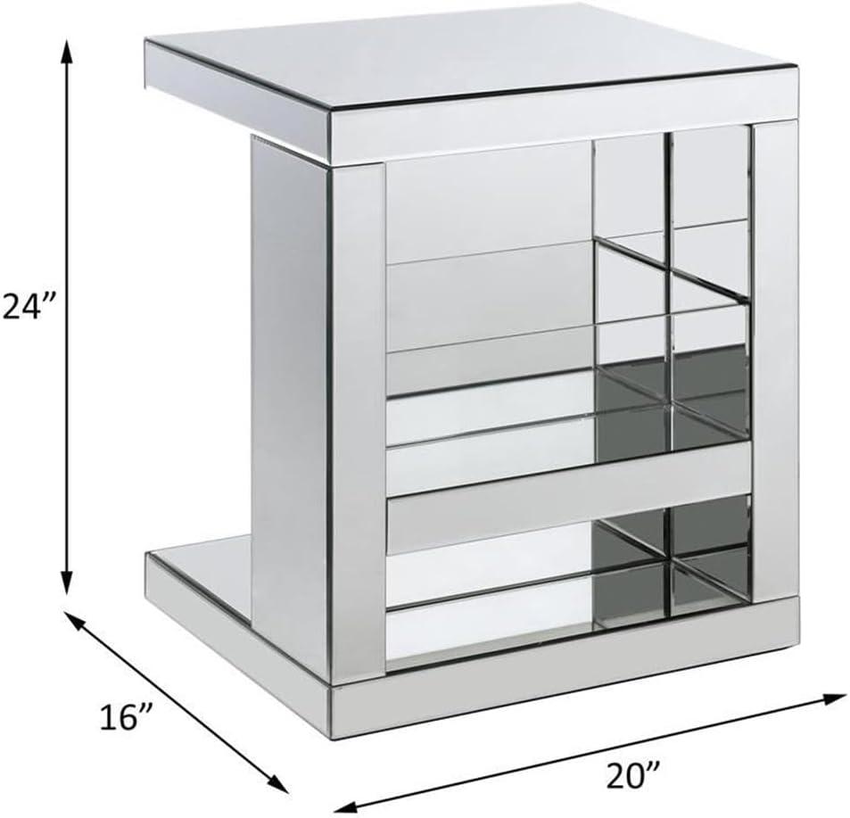 20" Meria Accent Table Mirrored/Clear Glass - Acme Furniture