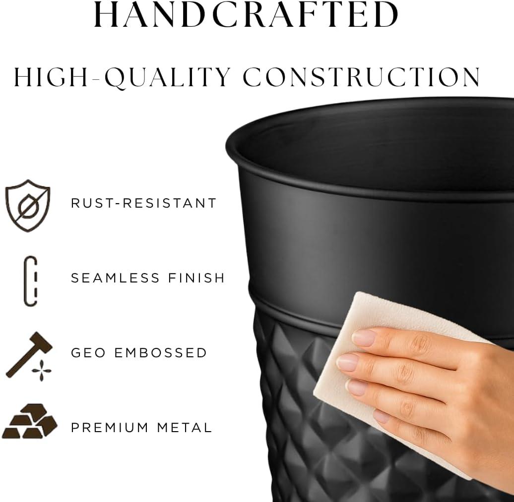 Monarch Abode Geometric Embossed Metal 1.7 Gallon Waste Basket