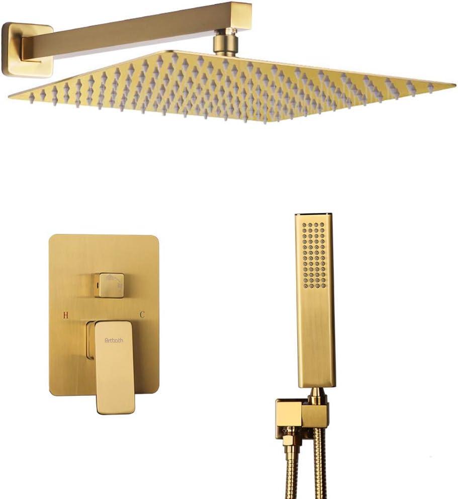 Brushed Gold Dual Rain and Handheld Shower System