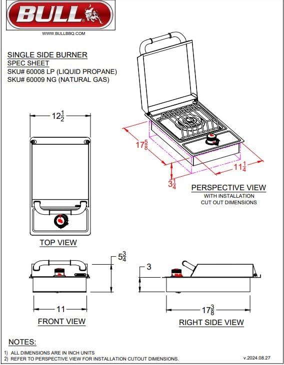 13.38'' Stainless Steel Single Side Burner with Lid