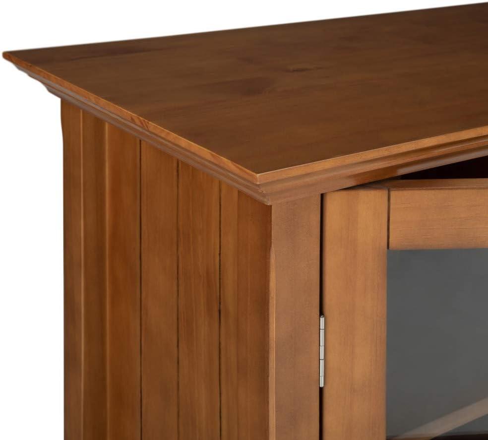 Simpli Home Acadian Solid Wood Shelf Storage Cabinet with Glass Doors and Adjustable Shelves