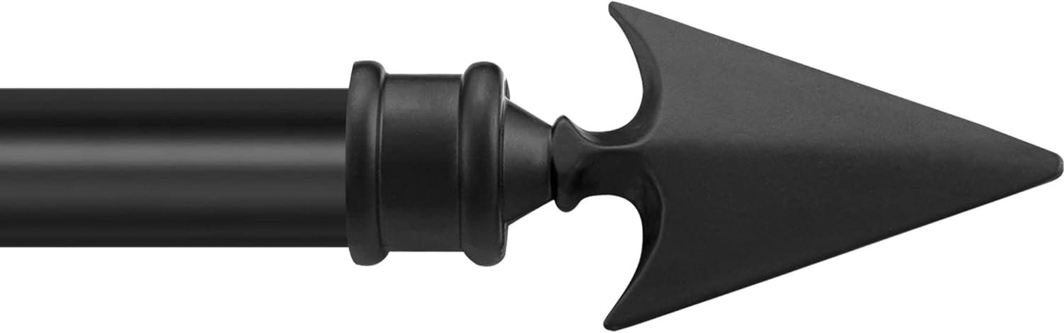 Deco Essential 36 to 66 Inches Adjustable Curtain Rod for Windows with Flat Arrow Finials & Bracket Set (3/4'' Diameter,Black)