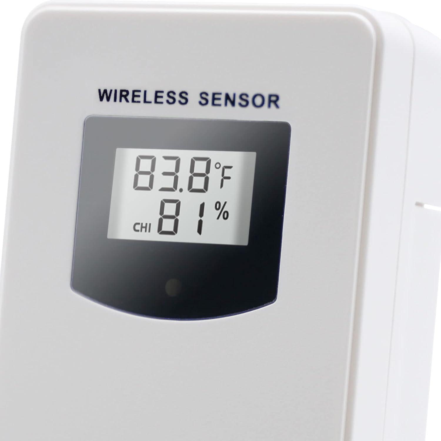 Weather Station Indoor Outdoor Thermometer Wireless Remote Sensor, Home Weather Station Temperature Humidity Monitor