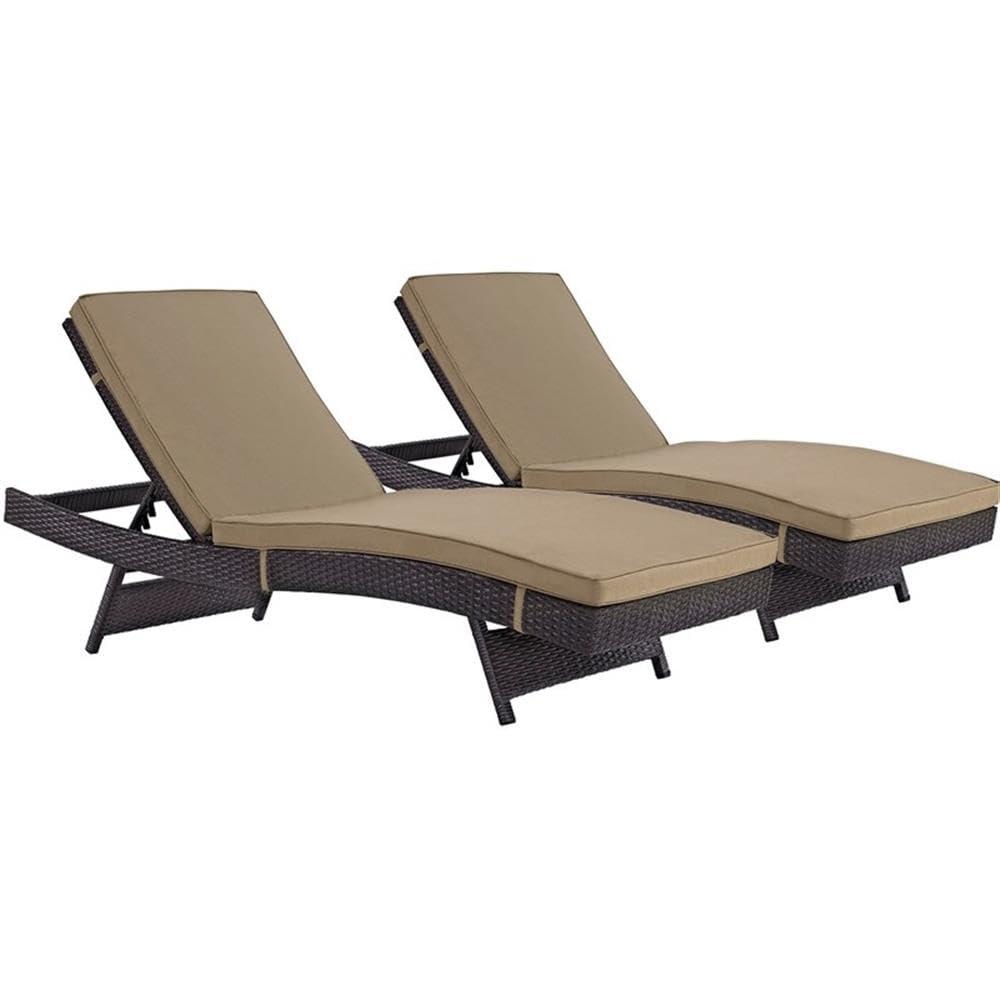 Modway Convene Outdoor Patio ChaiseSet of 2 in Espresso Mocha