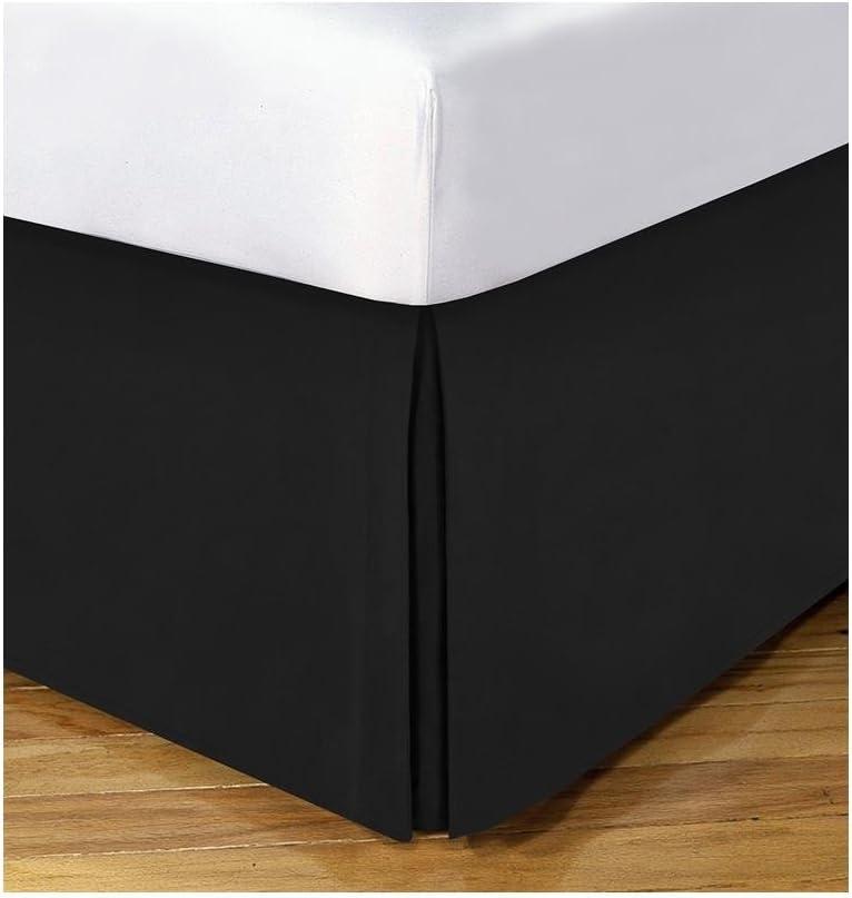 Full Black Microfiber Tailored Bed Skirt with 14-inch Drop