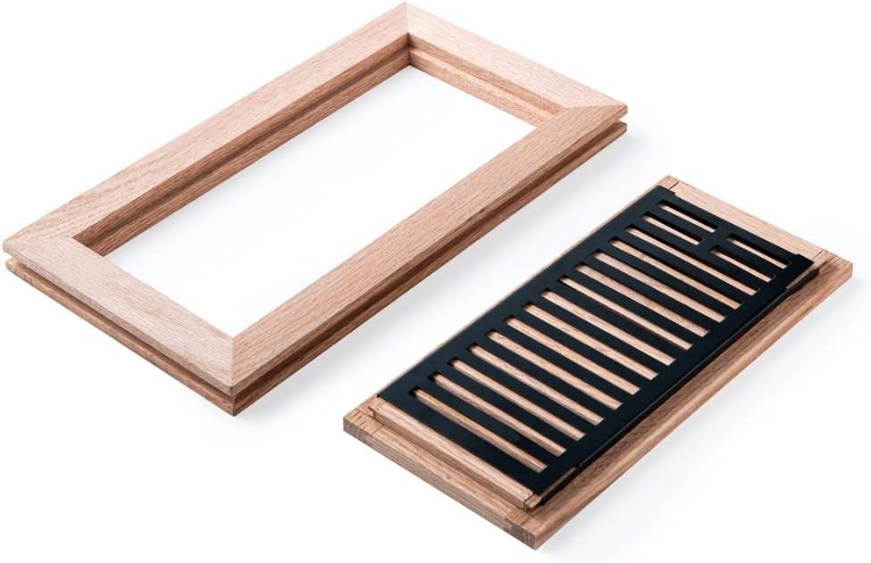 Hardwood White Oak Floor Register, Flush Mount with Frame, 4x10 Inch, Unfinished