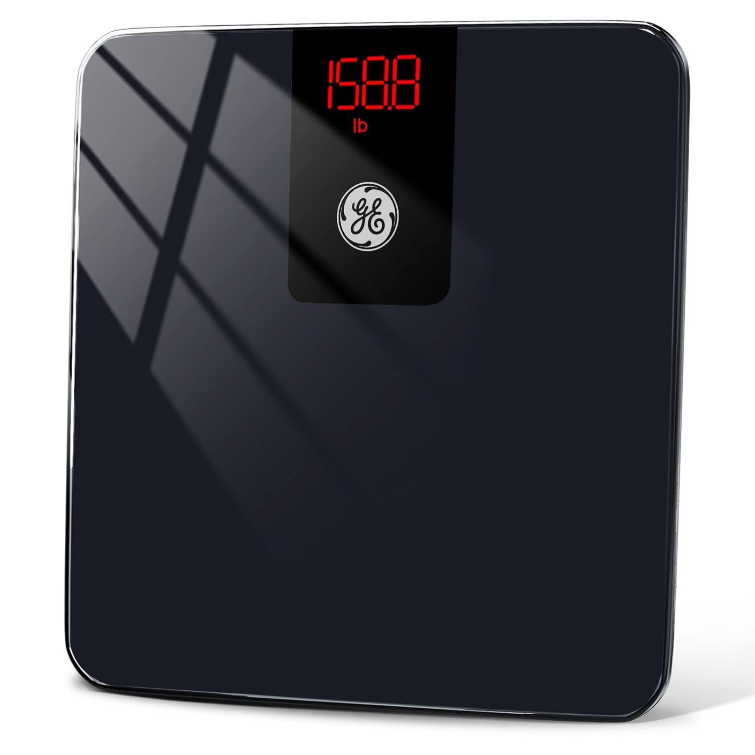 GE Scale for Body Weight Bathroom: Digital Scales Accurate Body Weight Scale Smart Bluetooth Scale for Weight and BMI Electronic Weighing Scale for People, Black 400lb Capacity Bath Scale