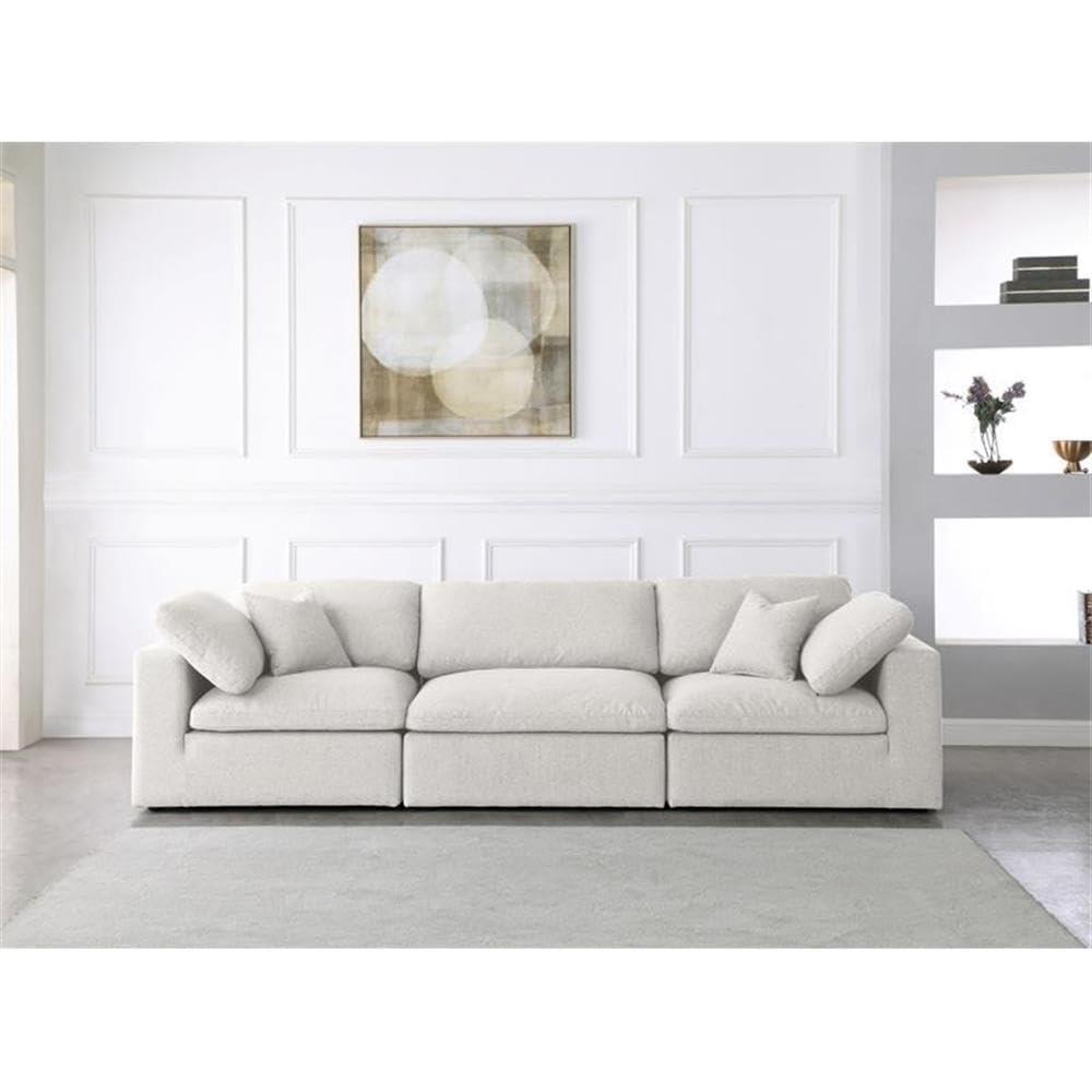 Meridian Furniture Serene Cream Durable Linen Fabric Deluxe Modular Sofa