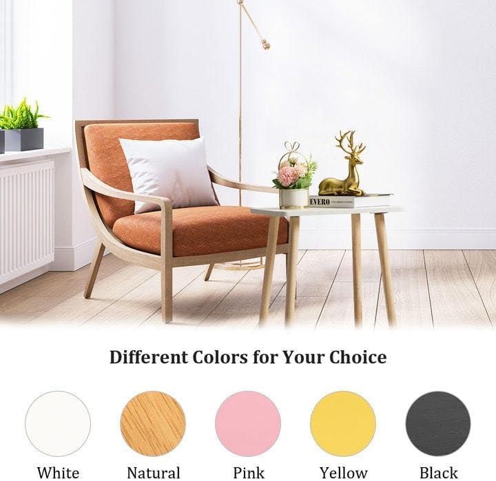 FORAOFUR White End Tables Set of 2, Small Side Tables Accent Tables Living Room, Boho Side Table with Wooden Legs, Easy Assembly