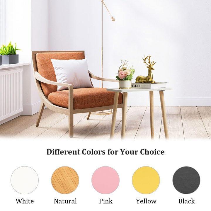 FORAOFUR White End Tables Set of 2, Small Side Tables Accent Tables Living Room, Boho Side Table with Wooden Legs, Easy Assembly