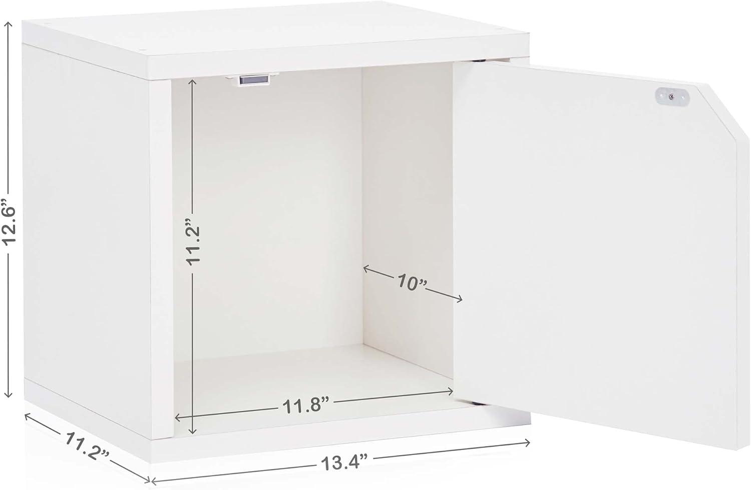 White Stackable Cube Bookshelf with Door