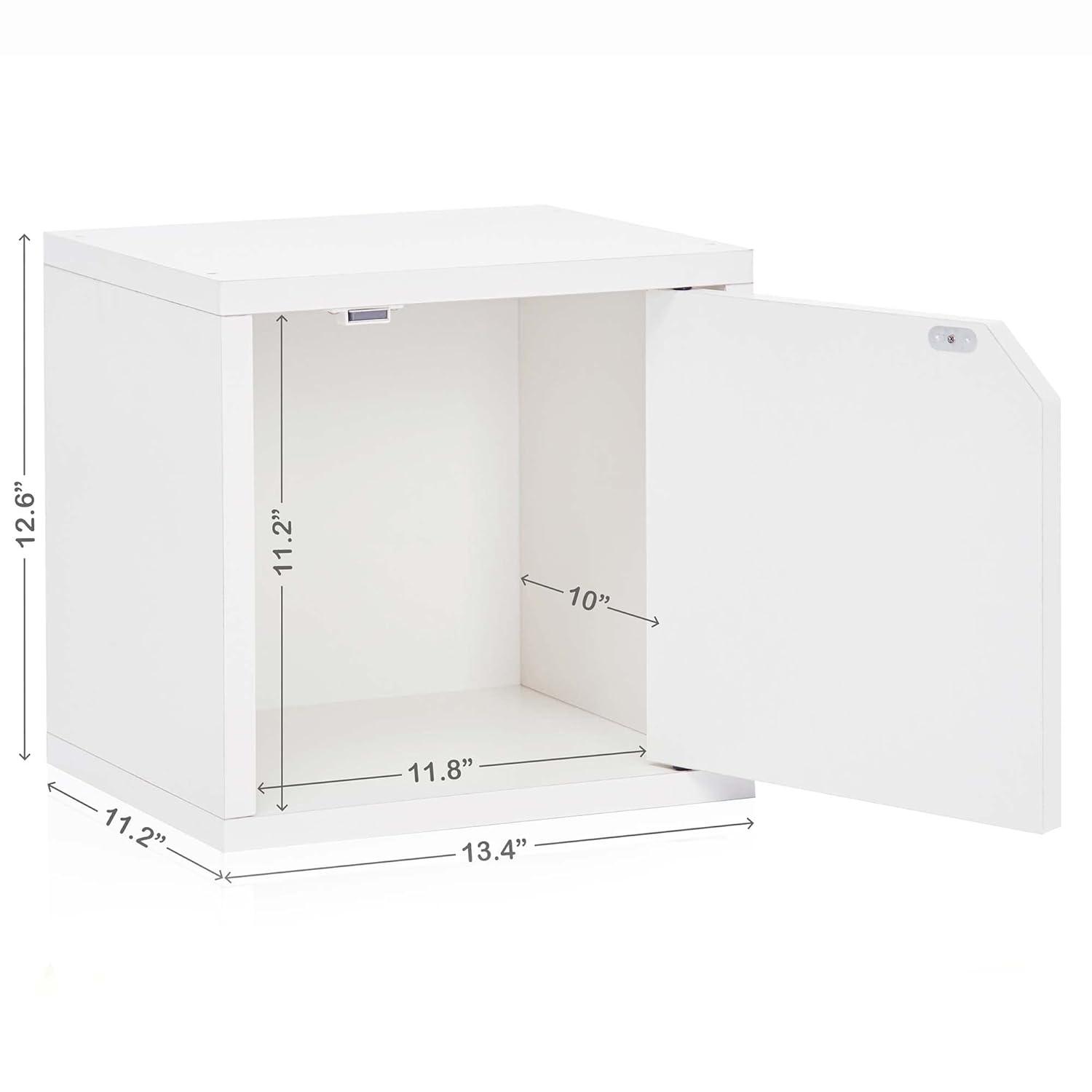 12.6 in. H x 13.4 in. W x 11.2 in. D White Eco Stackable Storage Cube Organizer with Door