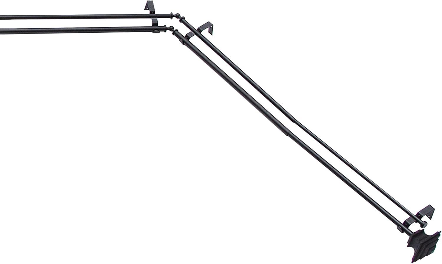 Kenney Mission 3/4" Decorative Bay Window Double Curtain Rod, 78-144", Black