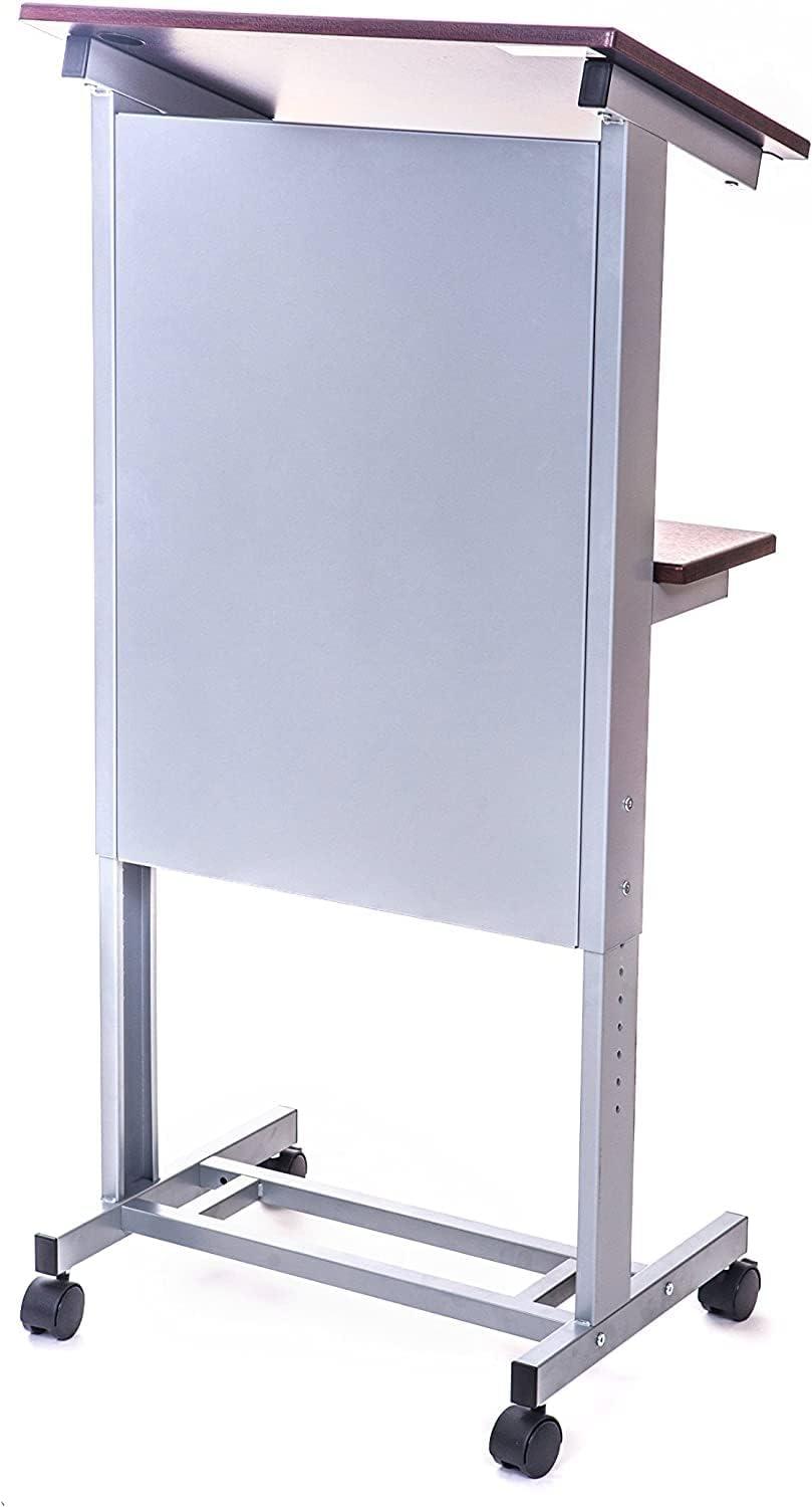 Stand Up Desk Store Mobile Adjustable Height Rolling Lectern Podium with Heavy Duty Steel Frame