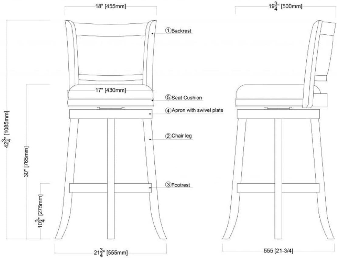 Cappuccino Elegance 30" Swivel Bar Stool with Faux Leather