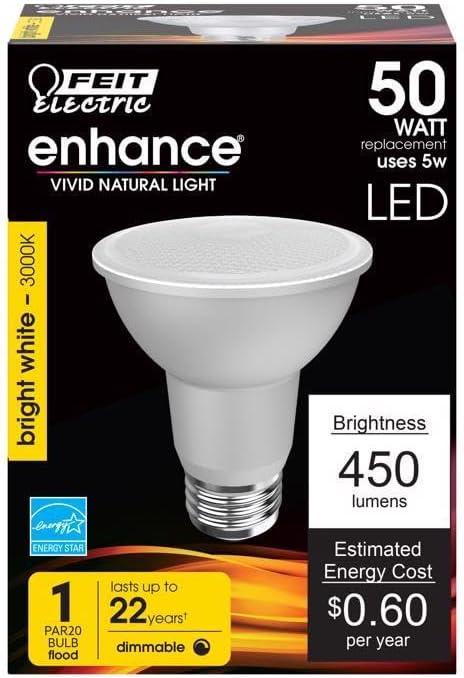 Feit Electric PAR20 E26 (Medium) LED Bulb Warm White 50 Watt Equivalence 1 pk