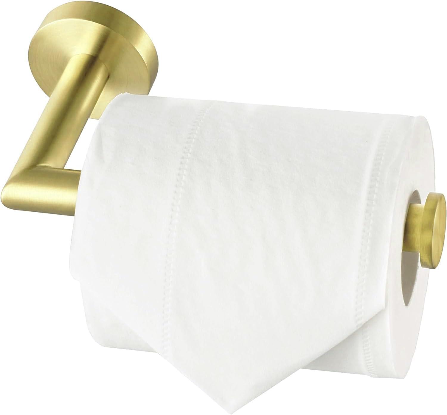 HITSLAM Toilet Paper Holder Wall Mount,Brushed Gold Toilet Paper Roll Holder for Bathroom