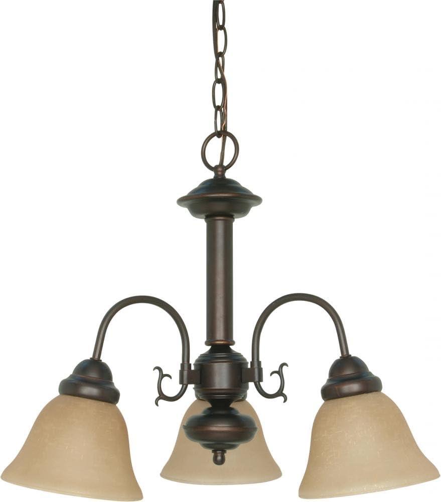 Ballerina Elegance 3-Light Mahogany Bronze Chandelier with Champagne Linen Glass