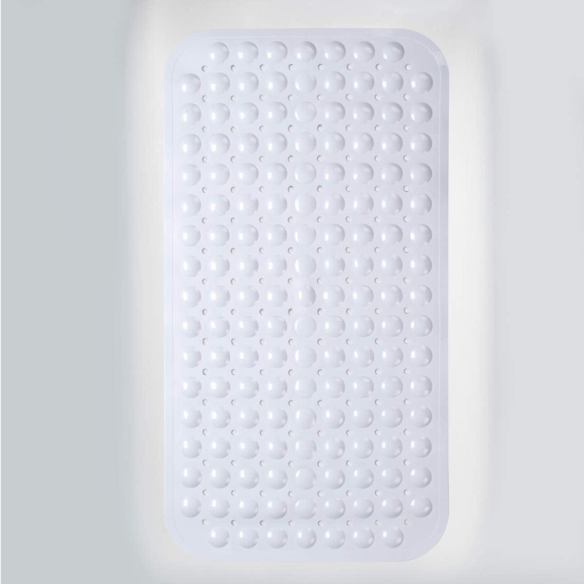 AmazerBath Bath Tub Mat, Medium Size 27.6 x 15 Inches Non-Slip Shower Mats with Suction Cups and Drain Holes, Bathroom Bathtub Mats Machine Washable (Clear)