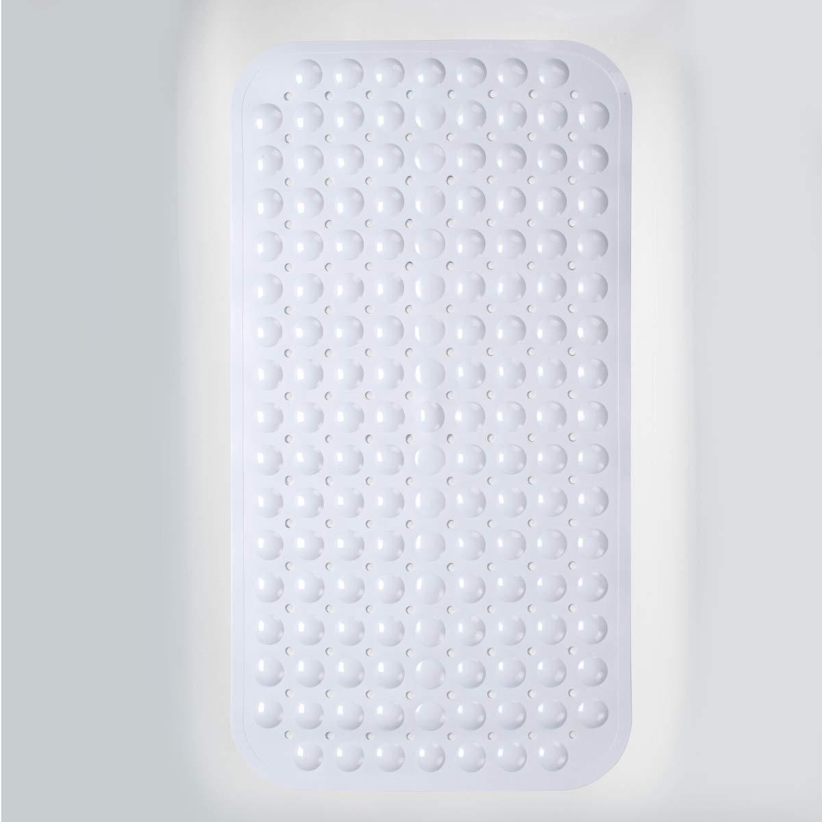 AmazerBath Bath Tub Mat, Medium Size 27.6 x 15 Inches Non-Slip Shower Mats with Suction Cups and Drain Holes, Bathroom Bathtub Mats Machine Washable (Clear)