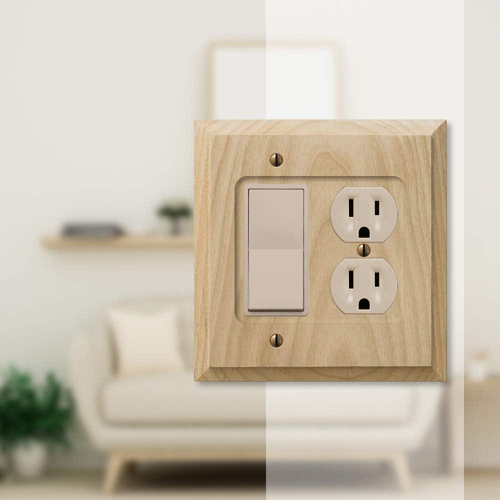 Unfinished Alder Wood Single Rocker Duplex Wallplate