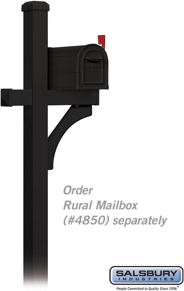 Salsbury Industries Deluxe Mailbox Post - 1 Sided - In-Ground Mounted - Black