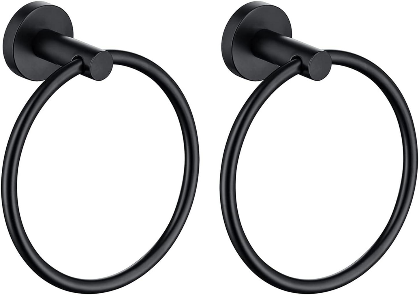 Matte Black Stainless Steel Wall Mounted Towel Ring Set