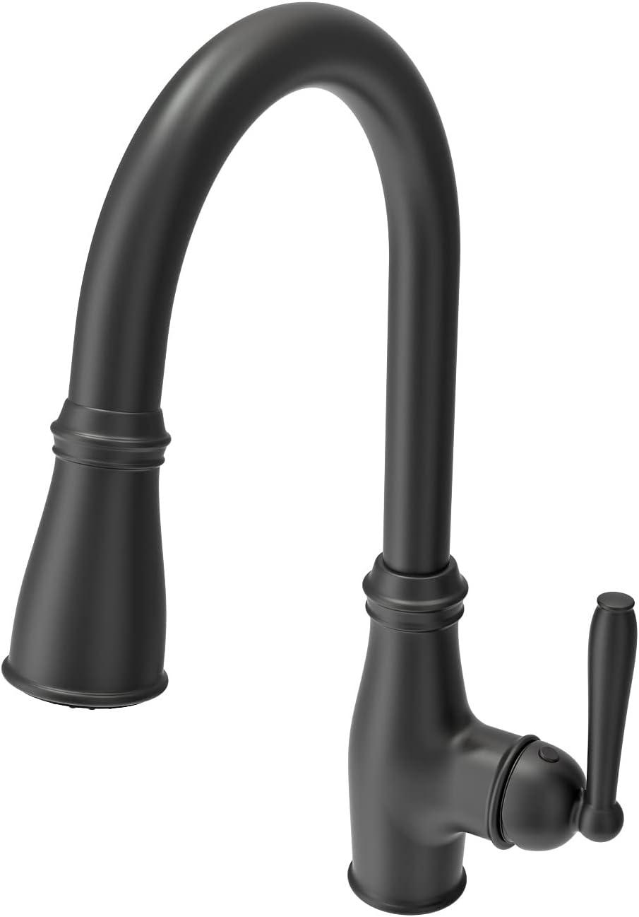 BOCCHI Belsena Matte Black Single Handle Deck-mount Pull-down Kitchen Faucet with Sprayer