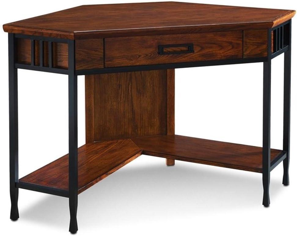 Leick Ironcraft Corner Computer Desk in Mission Oak