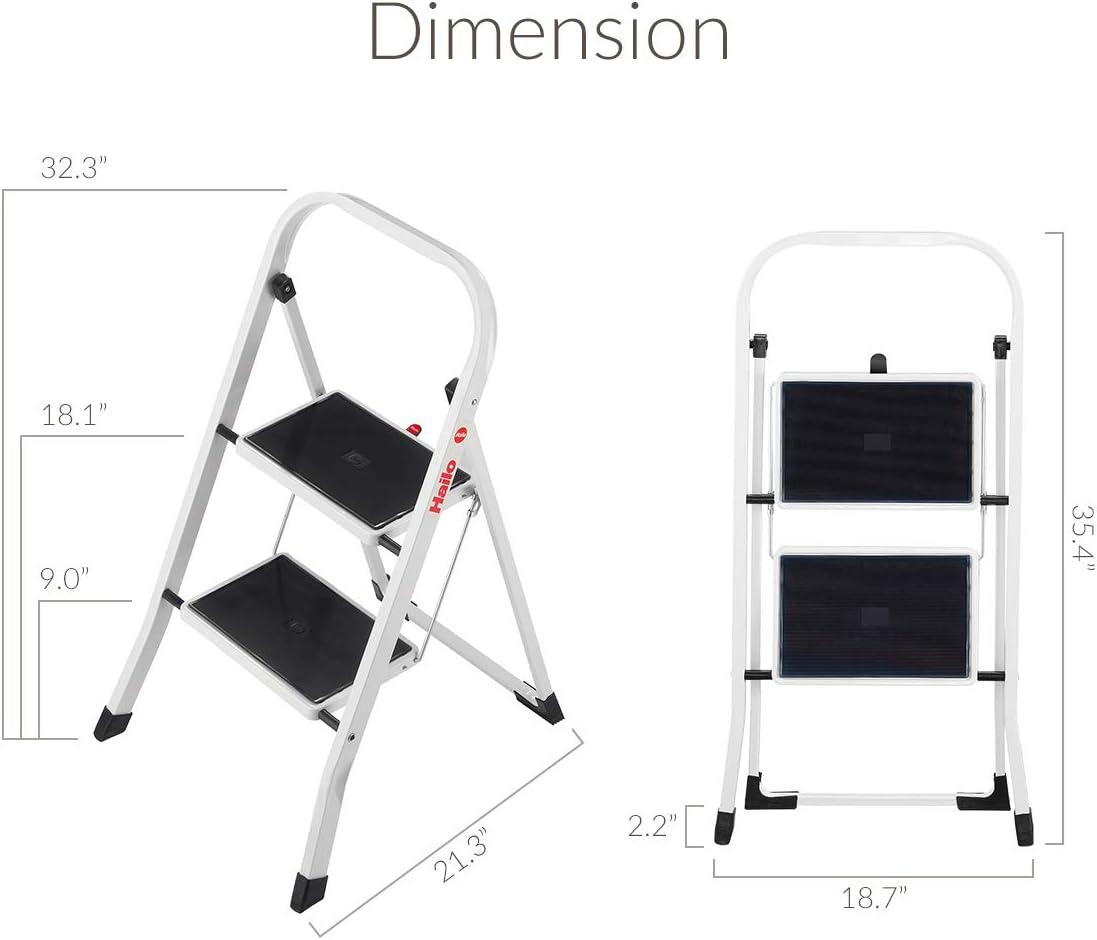 Compact White Foldable 2-Step Steel Ladder