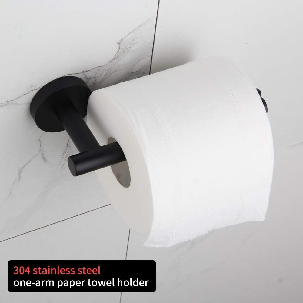 Black Toilet Paper Holder SUS304 Stainless Steel, Modern Round Tissue Roll Holders Wall Mount, Toilet Paper Roll Dispenser Bathroom Holder for Kitchen Washroom