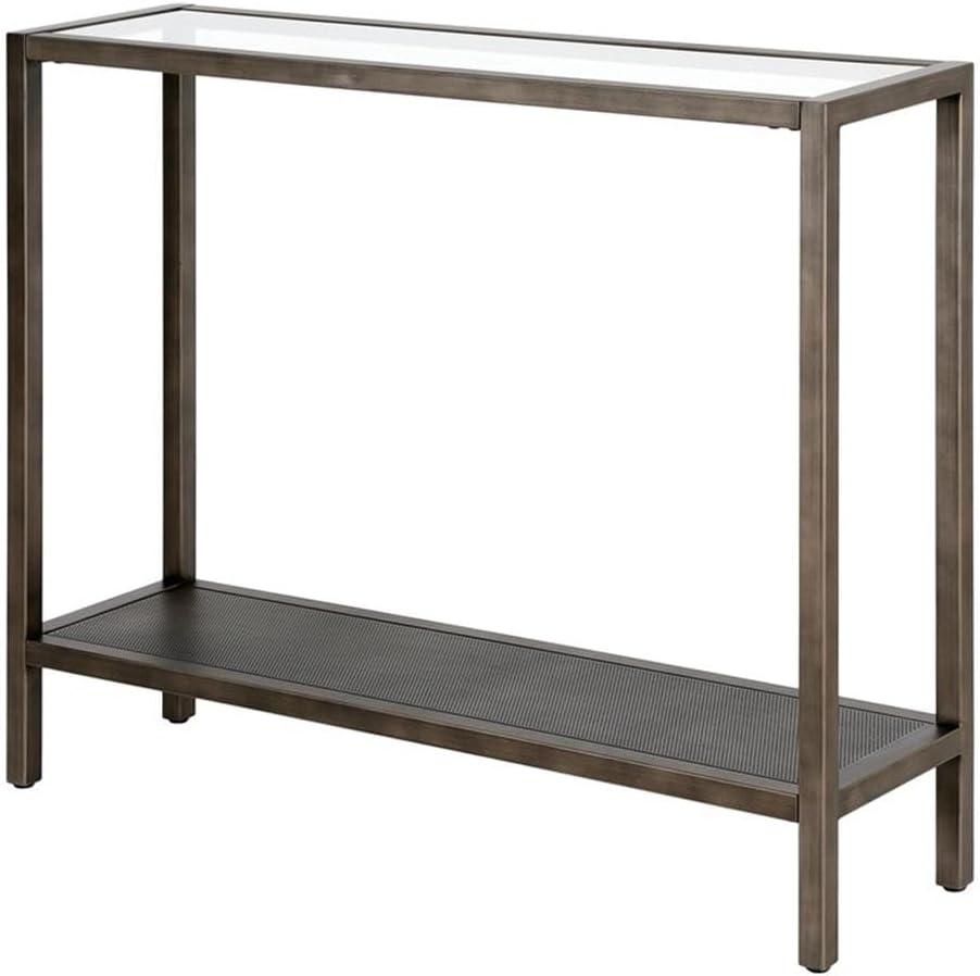 Evelyn&Zoe Rigan 46" Wide Rectangular Console Table, Blackened Bronze