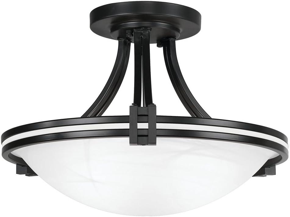 Possini Euro Design Deco Modern Ceiling Light Semi Flush Mount Fixture 16" Wide Oil Rubbed Bronze 2-Light Marbleized Glass Bowl for Bedroom Kitchen