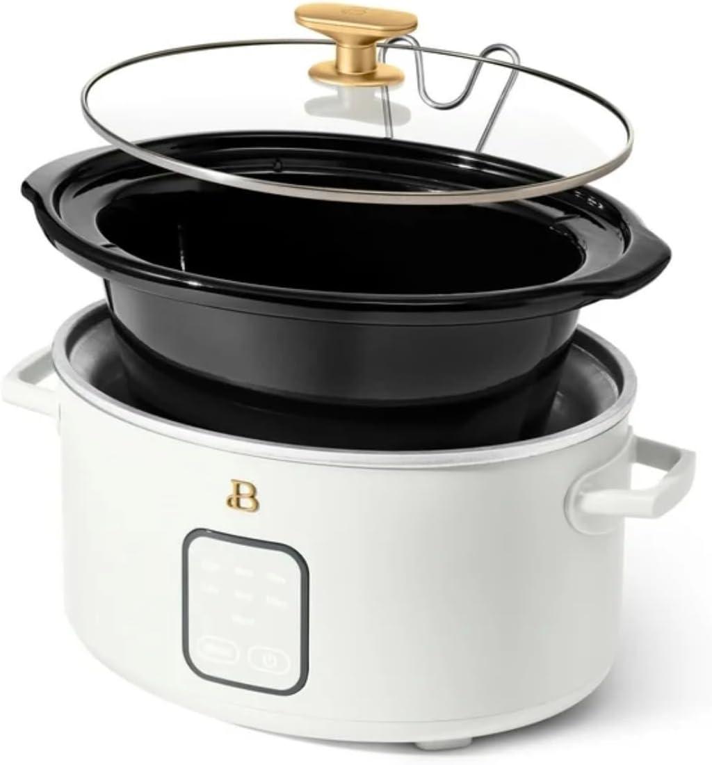 Beautiful 4Qt Slow Cooker with Touch-Activated Display, White Icing by Drew Barrymore