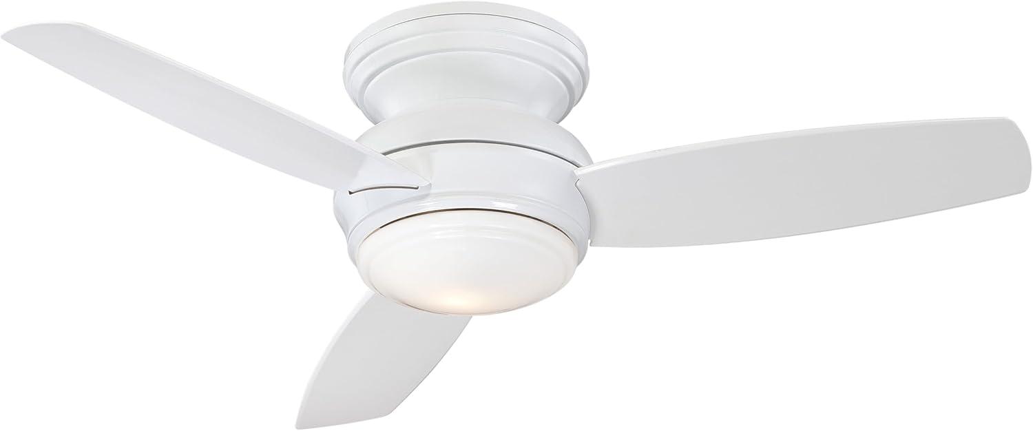 44" Minka Aire Vintage Hugger Outdoor Ceiling Fan with LED Light White Wet Rated for Patio Exterior House Porch Gazebo Garage Barn