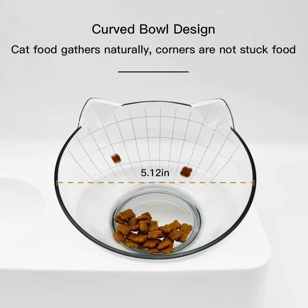 Marchul Transparent Cat Puppy Bowl, Cat Gravity Water Bowl, Tilted Raised Cat Food Bowls,Black