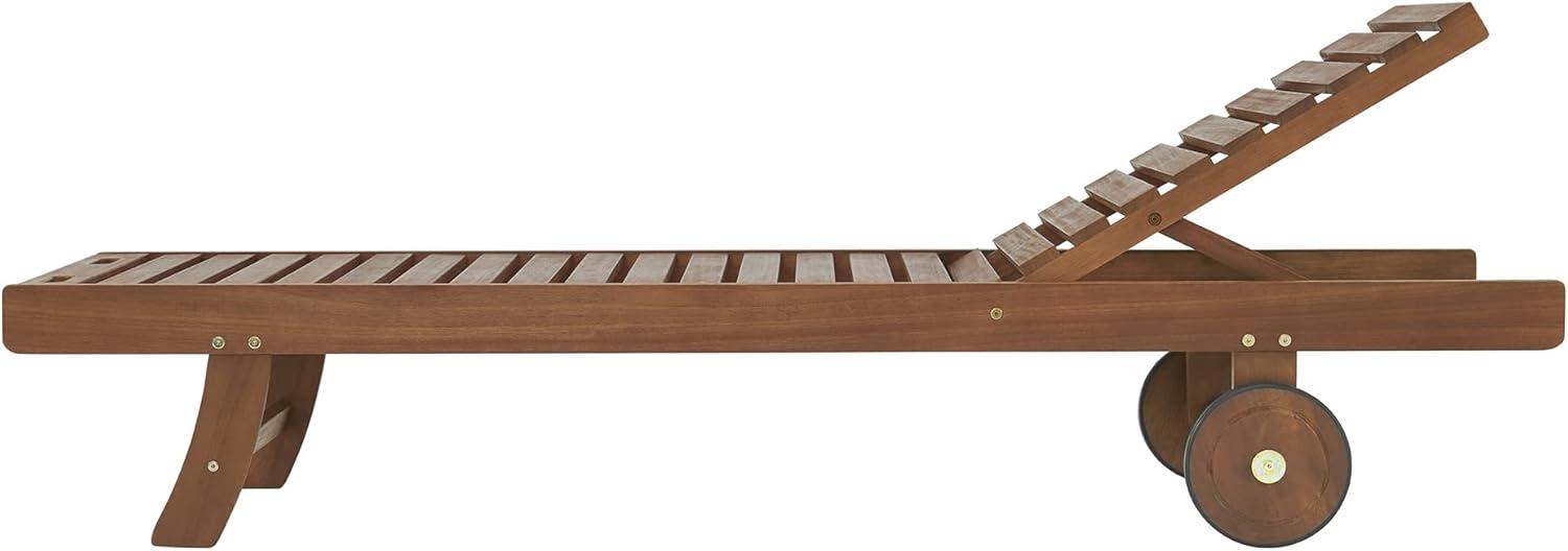 Caspian 73" Wide Eucalyptus Wood Outdoor Lounge Chair with Mesh Seating