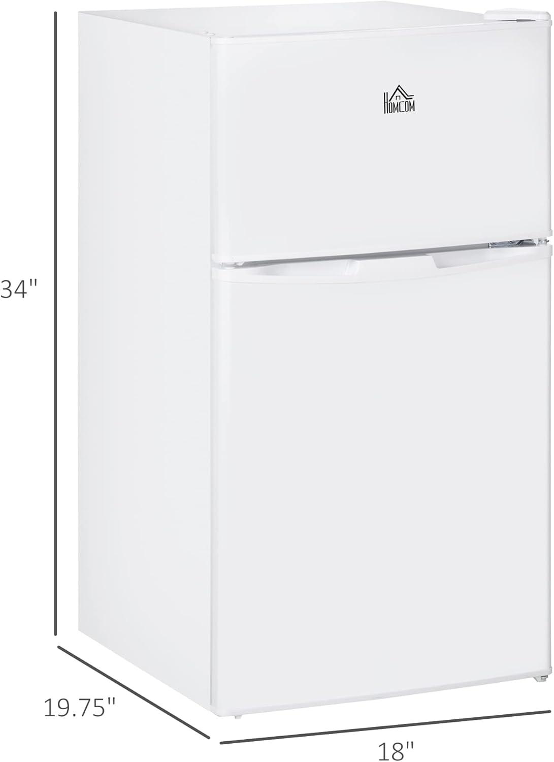 COOKCOK 3.2 Cu.Ft Mini Fridge with Freezer, Double Door with Adjustable Thermostat, Shelf for Bedroom, Dorm, Home Office, Energy Efficient, White