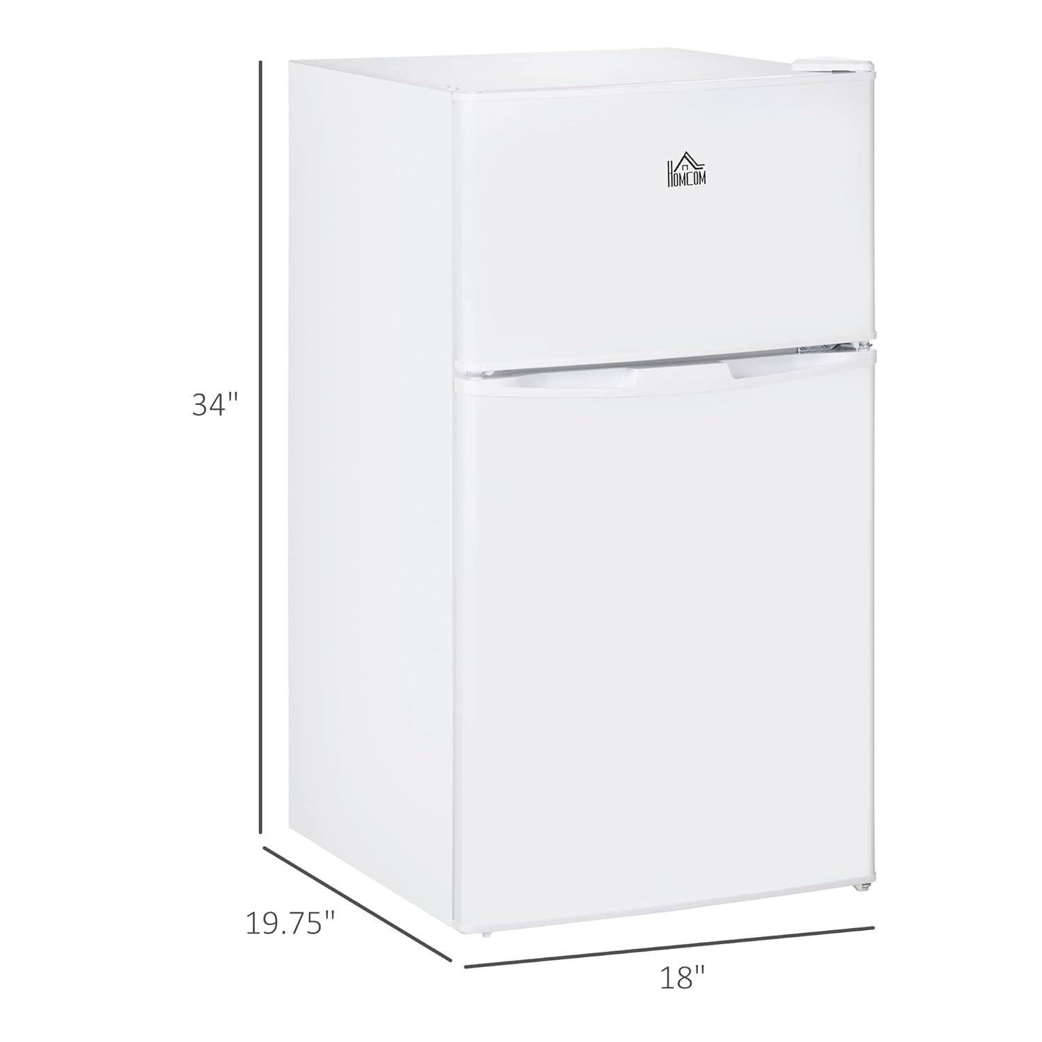 COOKCOK 3.2 Cu.Ft Mini Fridge with Freezer, Double Door with Adjustable Thermostat, Shelf for Bedroom, Dorm, Home Office, Energy Efficient, White