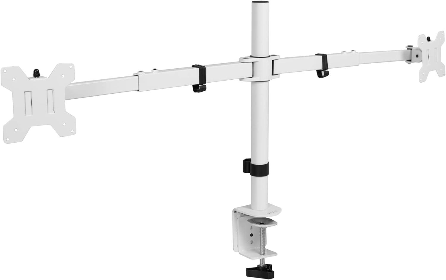 White Telescoping Dual Ultrawide Monitor Desk Mount