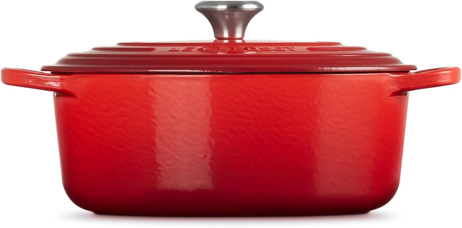 Cerise Enameled Cast Iron Oval Dutch Oven, 2.75 qt.