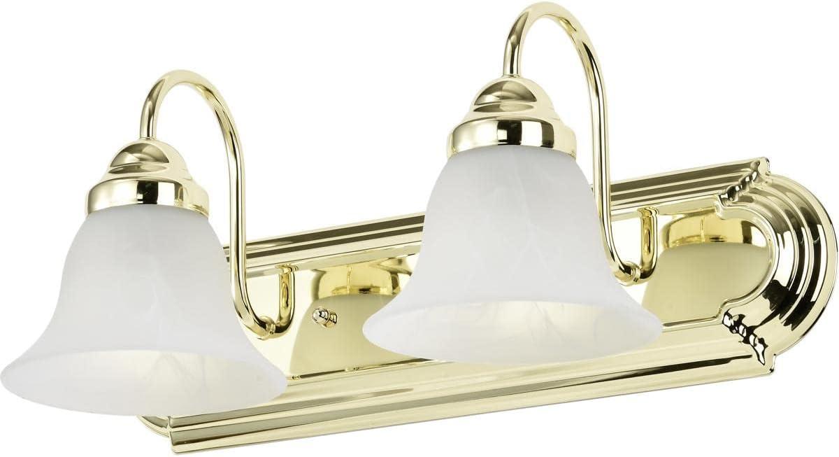 WIixle 60/328 Two Wall-Vanity Light Fixture, 2, Polished Brass/Alabaster Glass