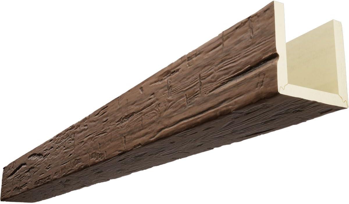 Ekena Millwork Hand Hewn Timberthane Faux Wood 3-Sided Ceiling Beam (U-beam)