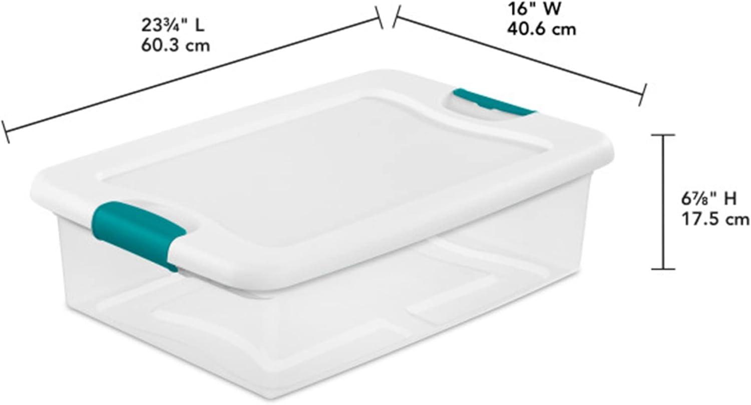 Sterilite 14968006 Latching Box, 32 qt Capacity, Plastic, Clear/White