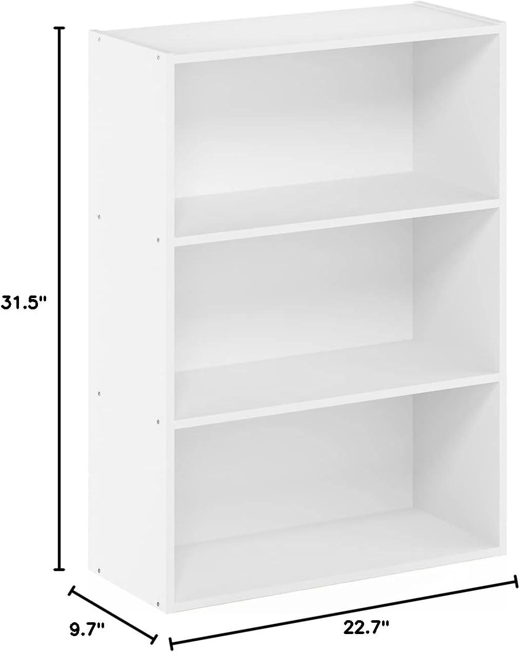 Furinno Pasir Contemporary Engineered Wood 3-Tier Open Shelf in Plain White